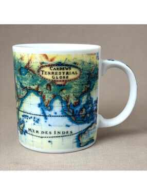 Paul Cardew Global Warming Terrestrial Globe Coffee Mug Antique World Map Cup